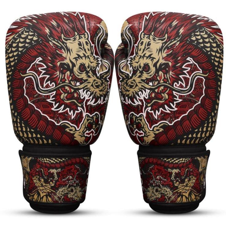 Luvas de boxe vermelhas do dragão Buda