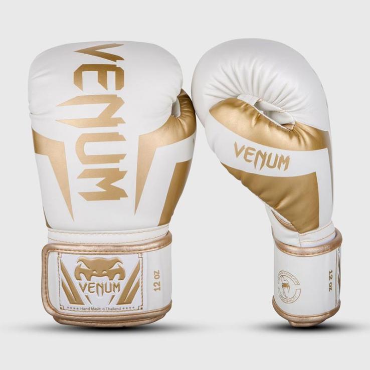 Luvas de boxe Venum Elite brancas / douradas