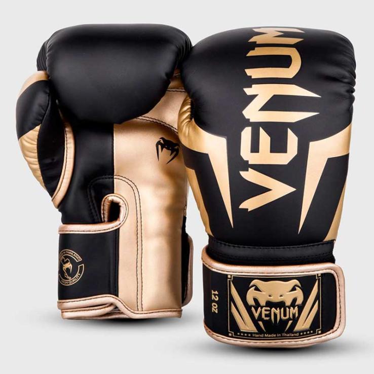 Luvas de boxe Venum Elite pretas / douradas